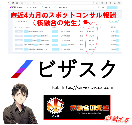 核融合の先生のビザスク報酬
